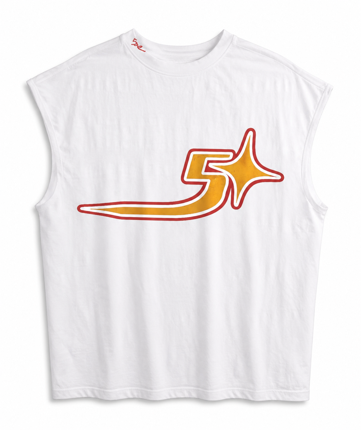 “FIVE” Cutoff Tee — White
