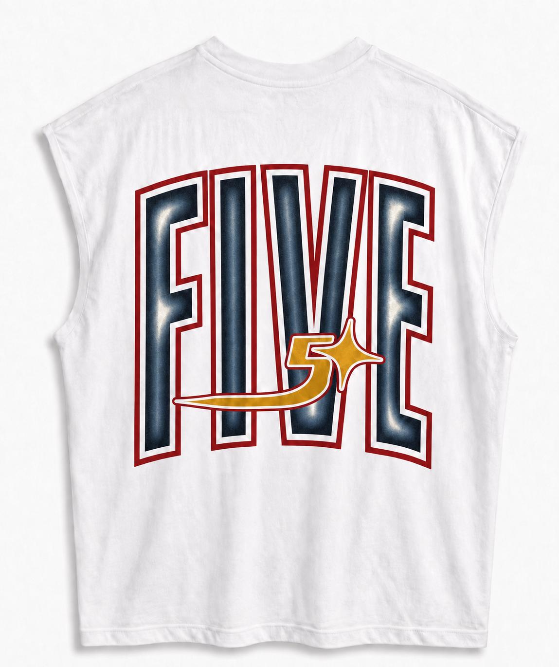 “FIVE” Cutoff Tee — White